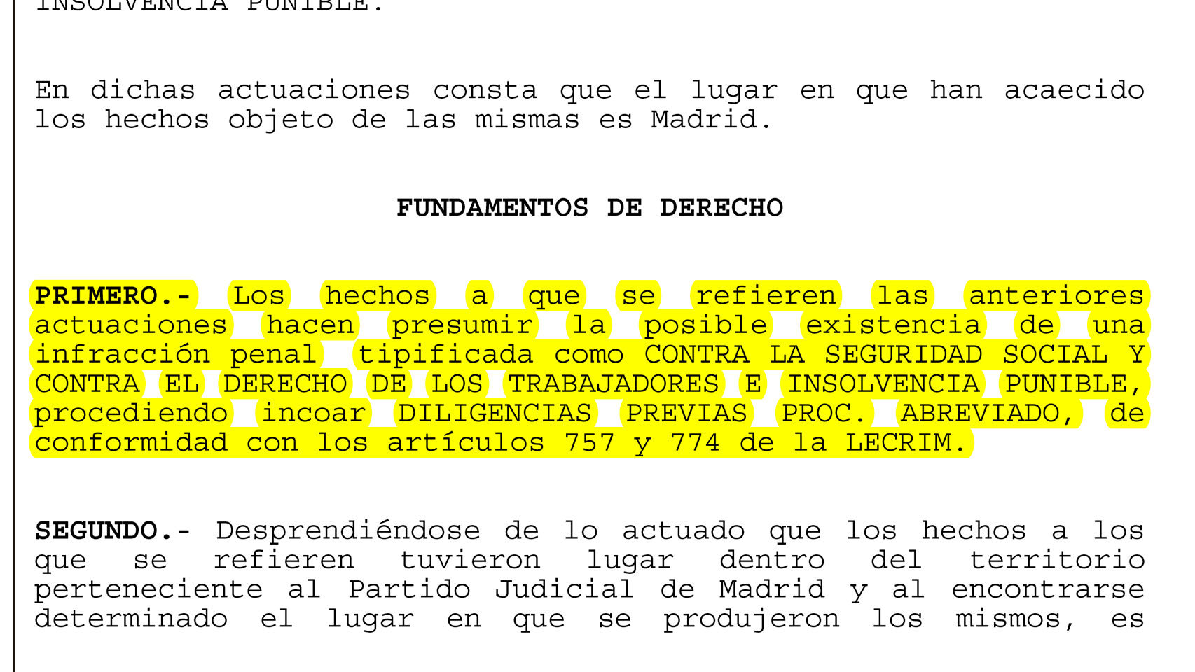 Fragmento del auto de inhibición.