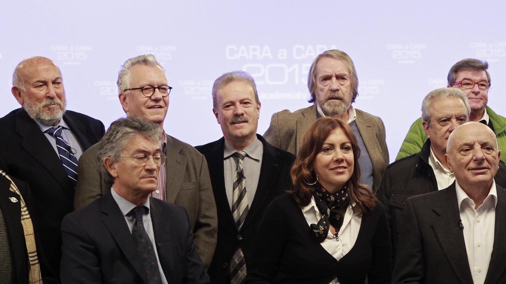 Manuel Campo Vidal y el equipo de la Academia de la Televisión en la presentación del debate 2015.