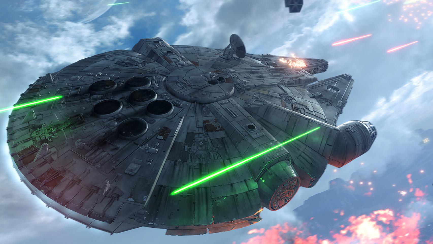 El Halcón Milenario en plena acción.