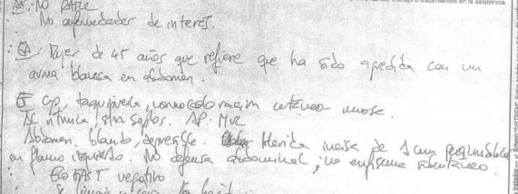 Parte de lesiones del día de la presunta agresión.