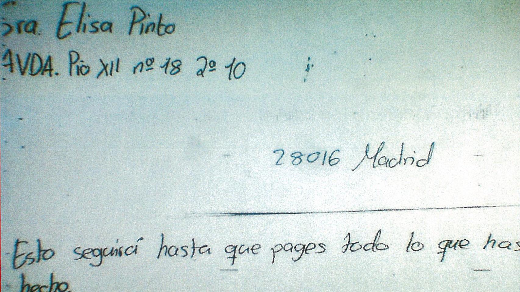 Una de las notas atribuidas al hijo de la dermatóloga.
