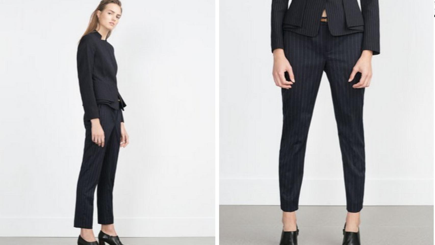 Zara nos sugiere esta temporada un traje con rayas diplomáticas azul marino. Zara