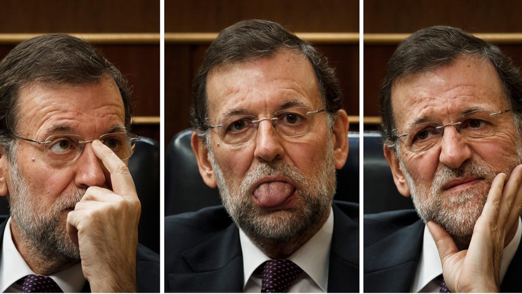 Rajoyse ve raro sin sus gafas al aire y de patilla fina