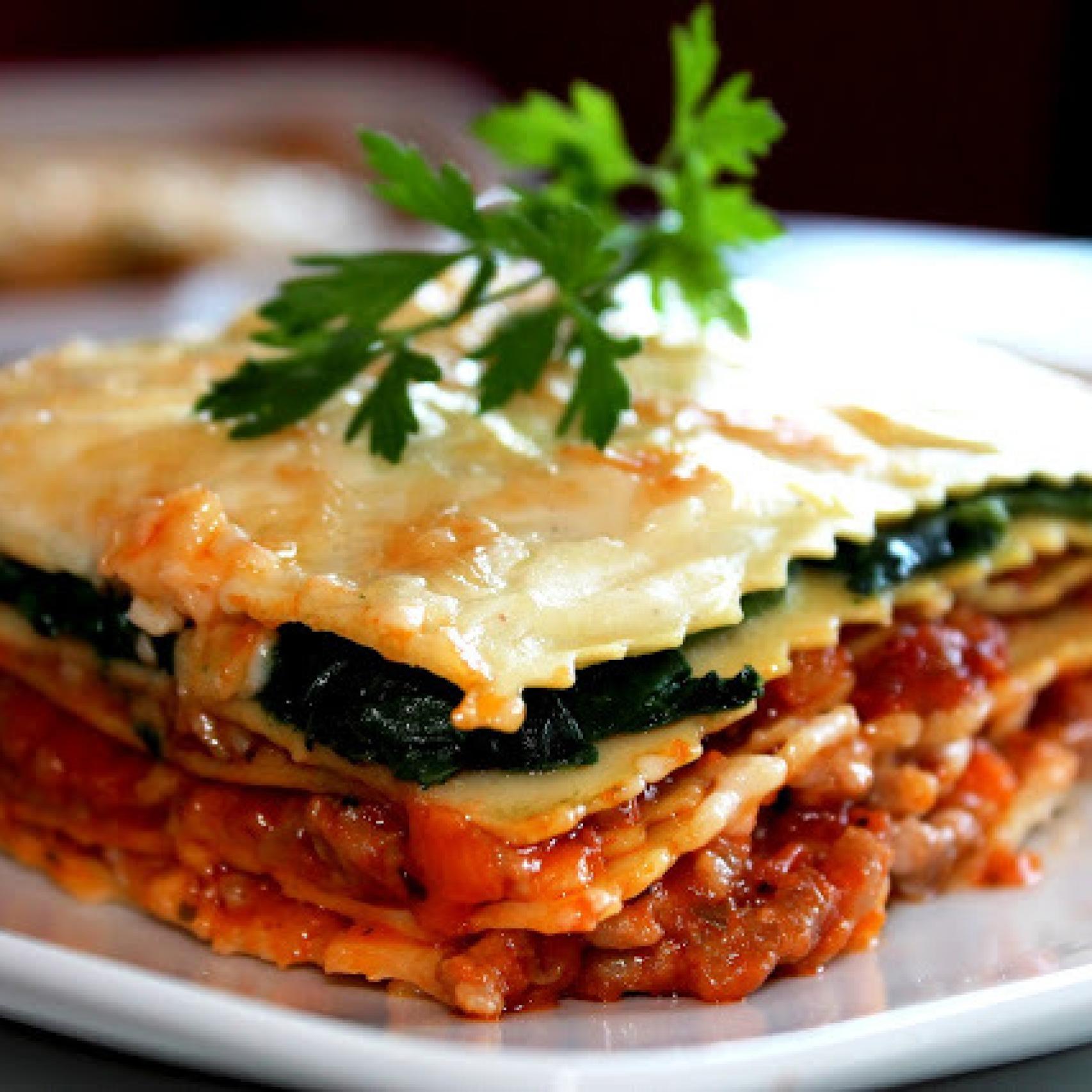 Lasaña de boloñesa y espinacas