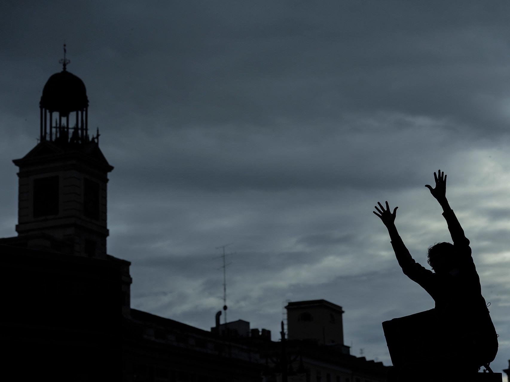 Manifestante en la plaza de Sol durante el 15M.