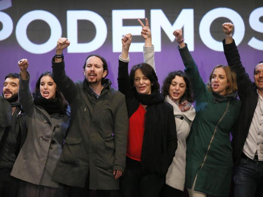 Podemos celebra su resultado con sus votantes.