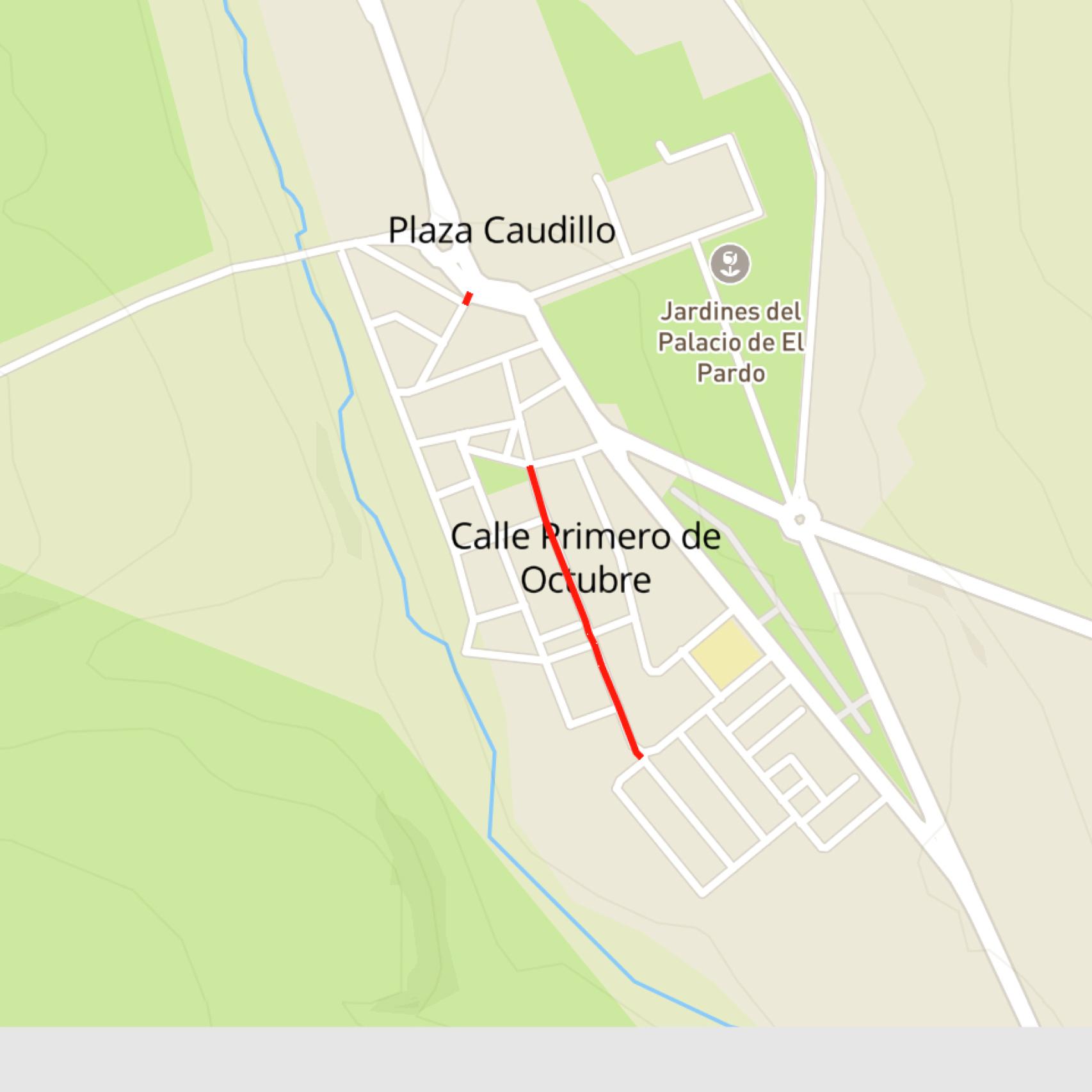 Mapa de El Pardo con las dos calles anuladas.