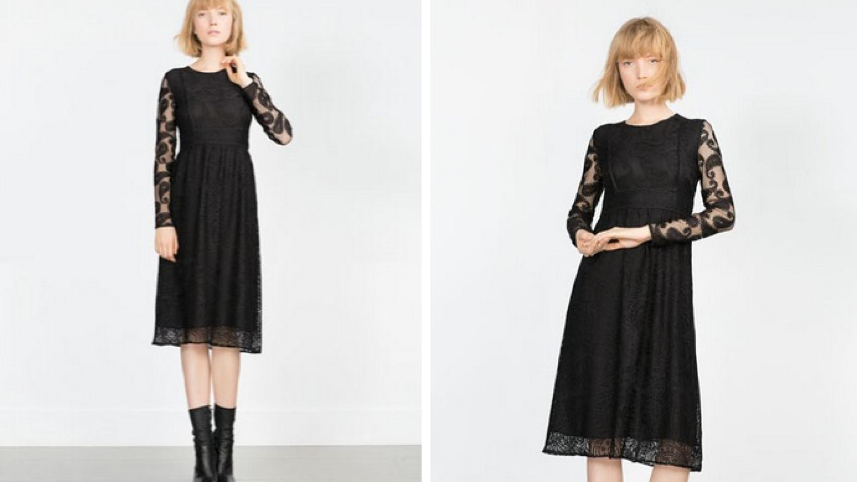 Vestido Patchwork de encajes, Zara. 39,95 €