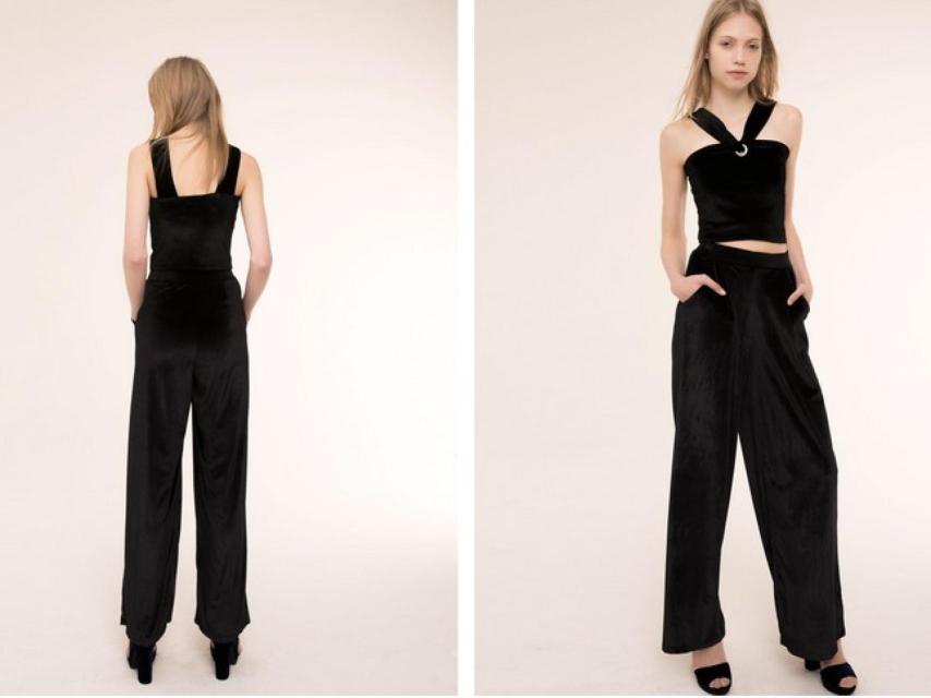 Pantalón palazzo terciopelo, Pull and Bear. 22,99€.