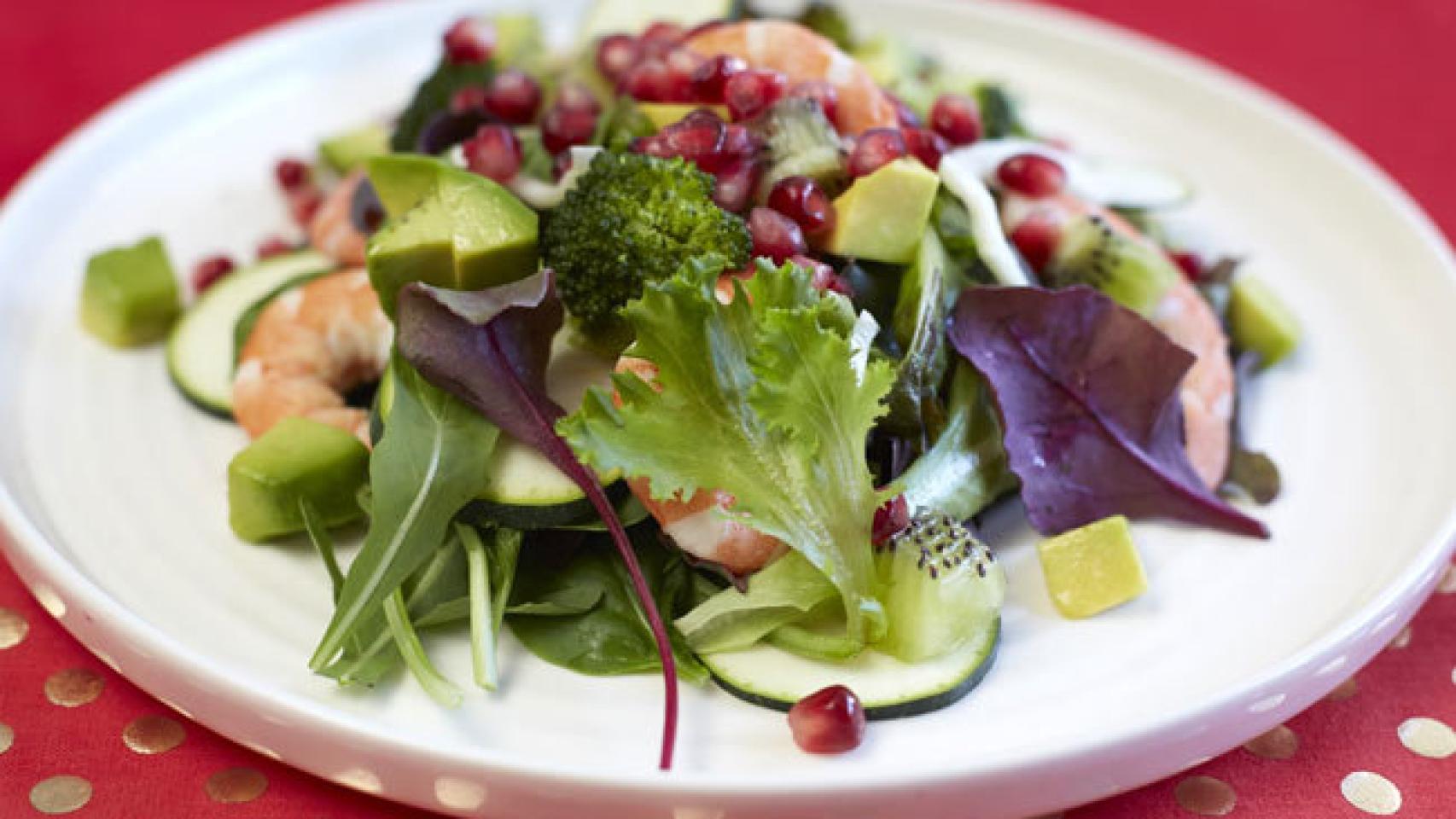 Ensalada de granada, calabacín y langostinos de Samantha Vallejo-Nagera