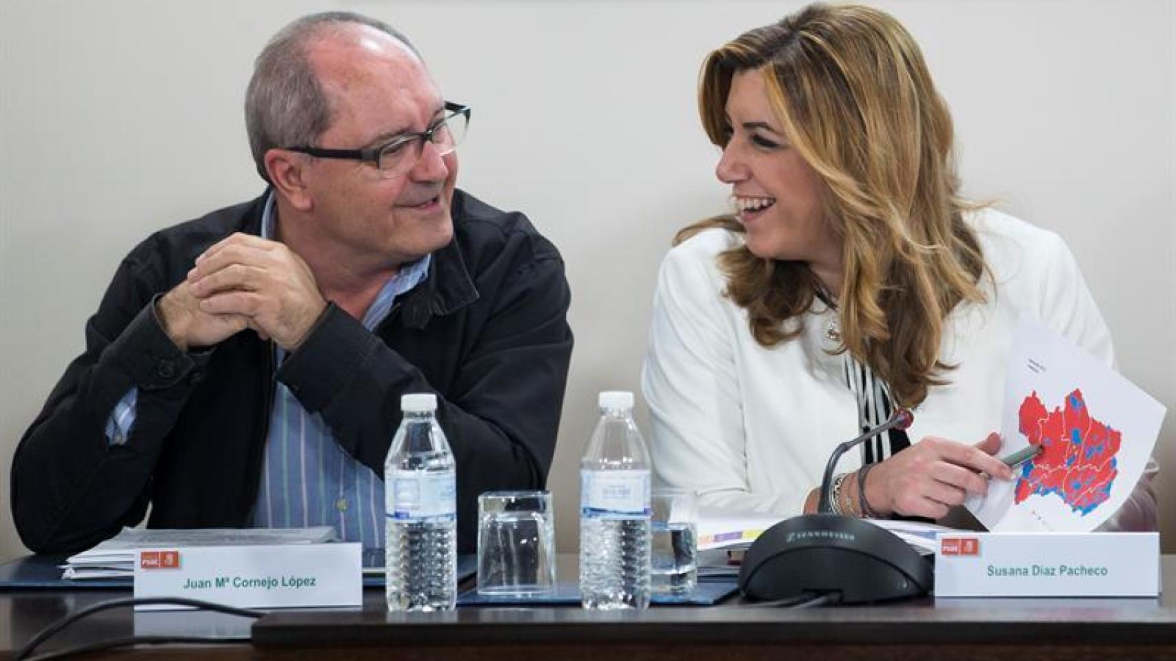 Susana Díaz junto a Juan Cornejo el día después de las elecciones