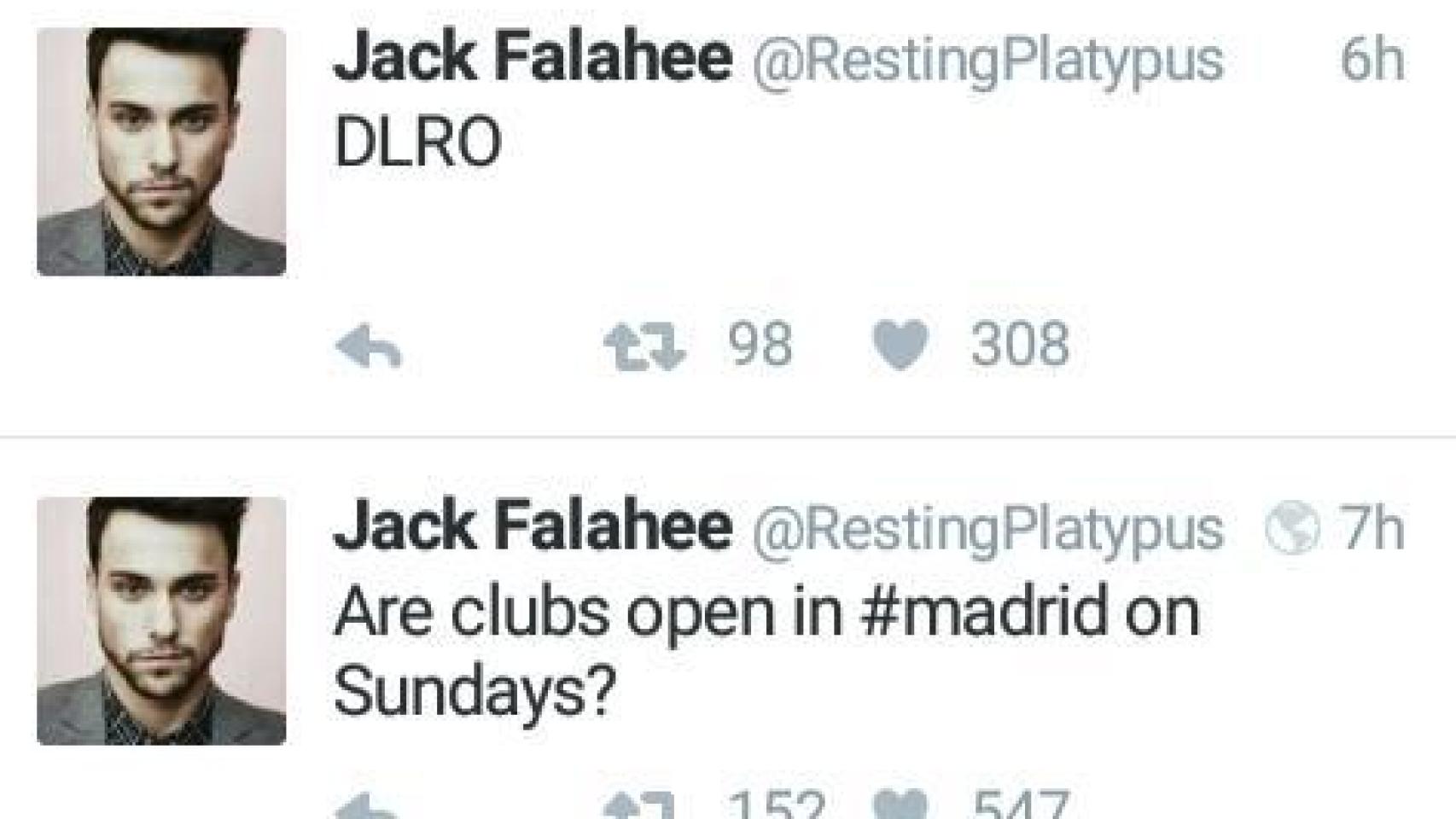 Alguno de los tuits del actor antes de que empezara la fiesta