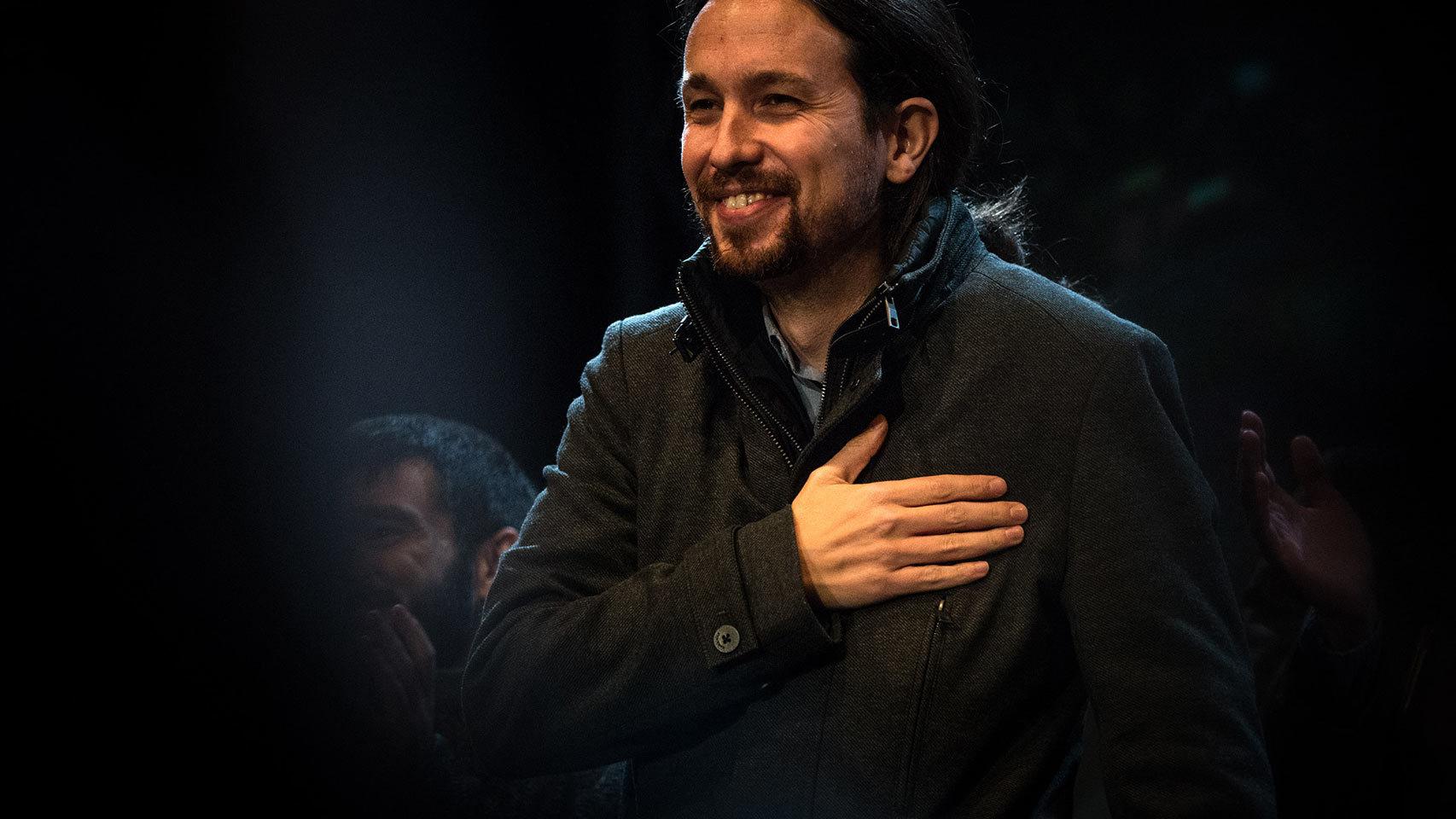 Pablo Iglesias en uno de los mítines de campaña.