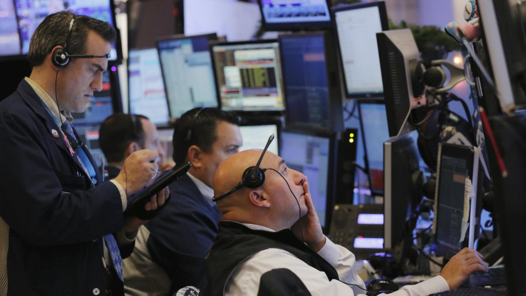 Brokers en la bolsa de Nueva York