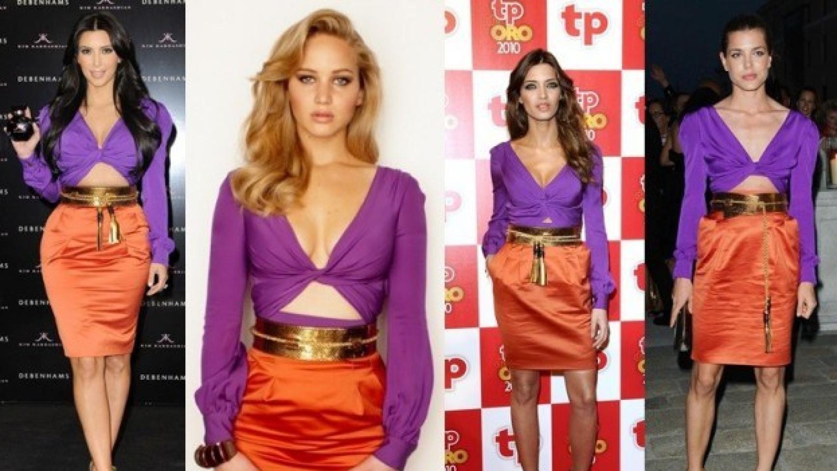 Kim, Jennifer, Sara y Carlota vestidas con el mismo modelo de Gucci en 2011