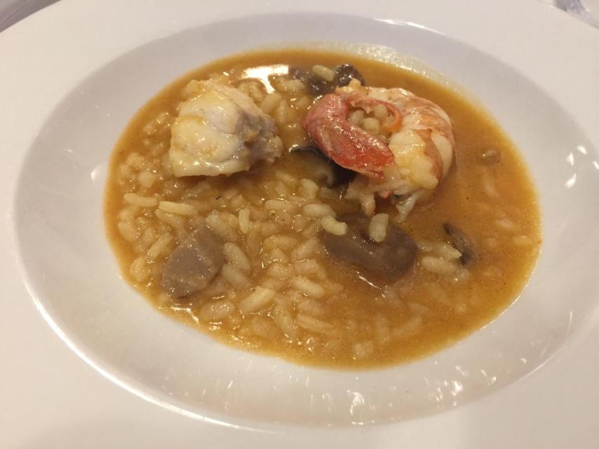 El arroz de rape y setas.