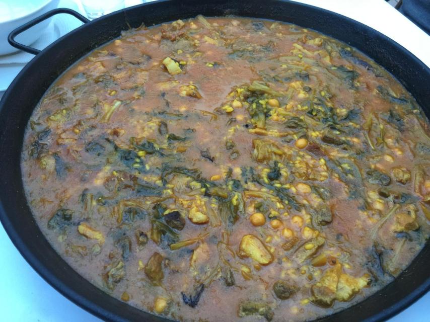 La paella de fetge de bou.