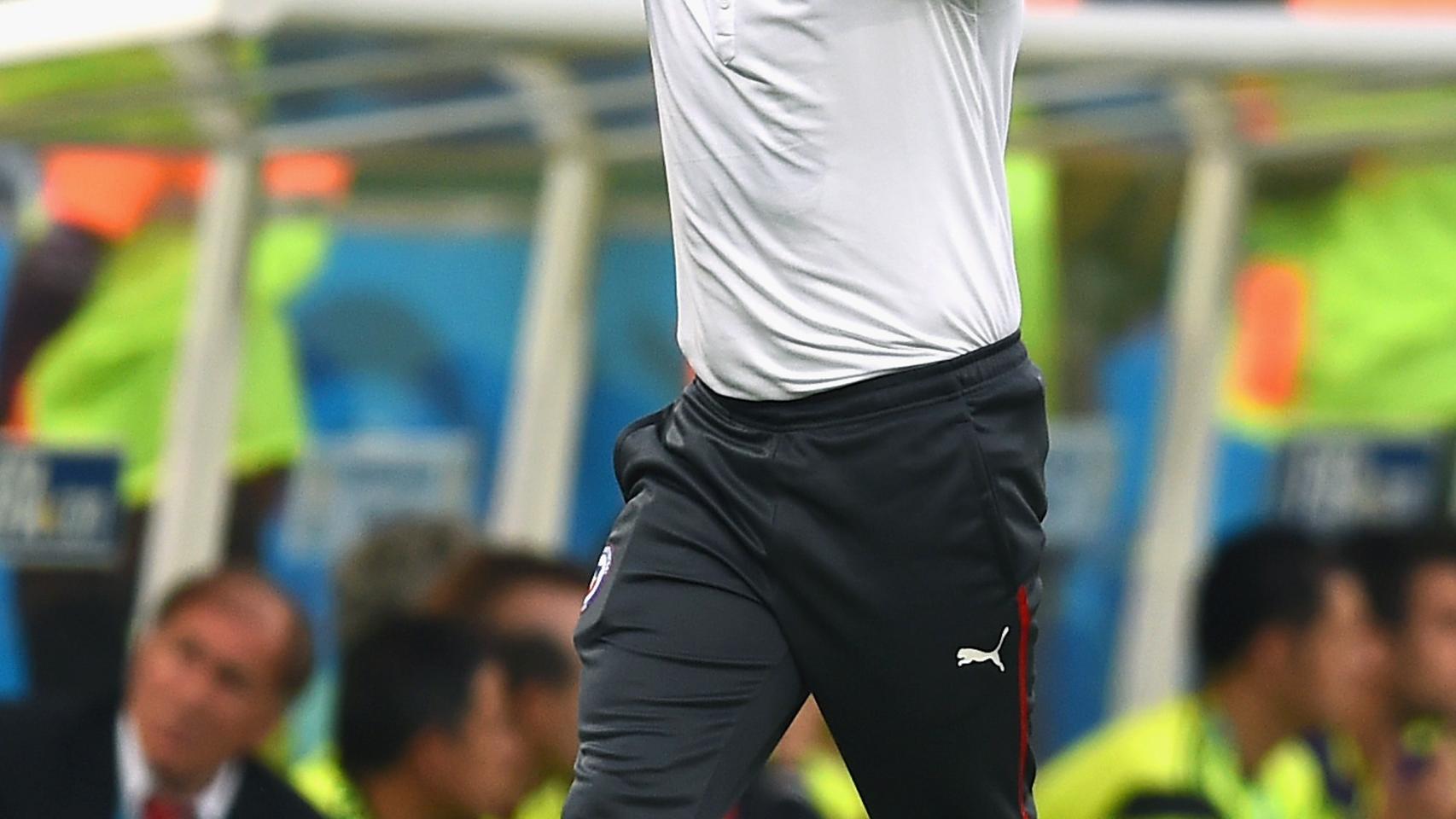 Sampaoli celebra el gol a Brasil en el Mundial 2014.