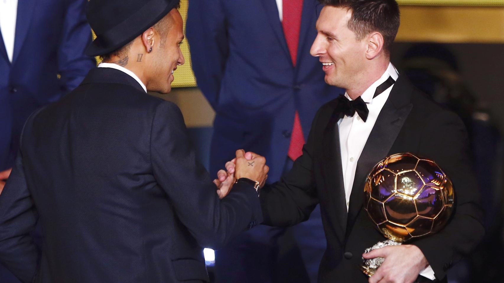 El argentino, junto a Neymar, que terminó tercero en la votación.