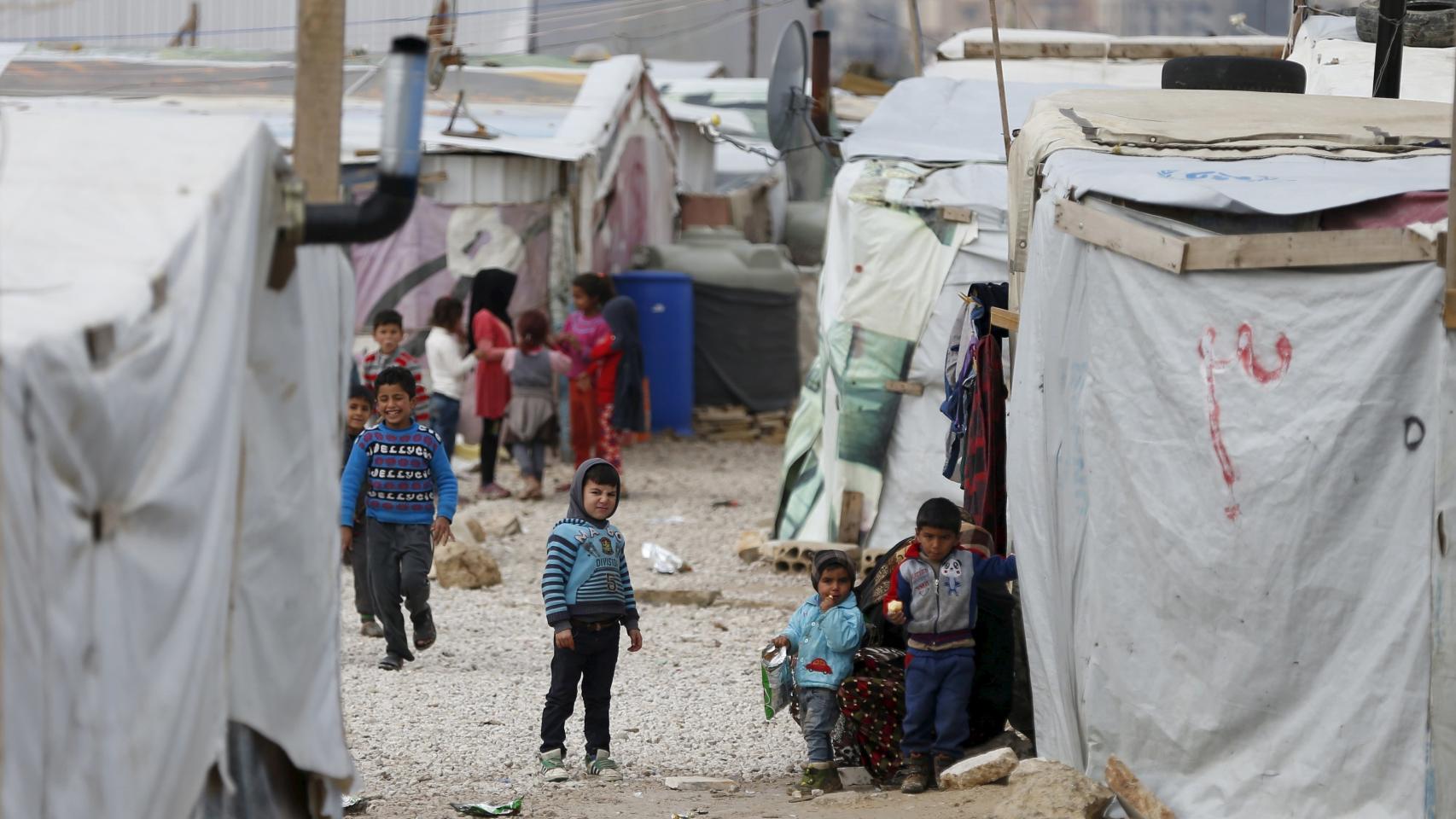 Un campamento de refugiados improvisado en Líbano.