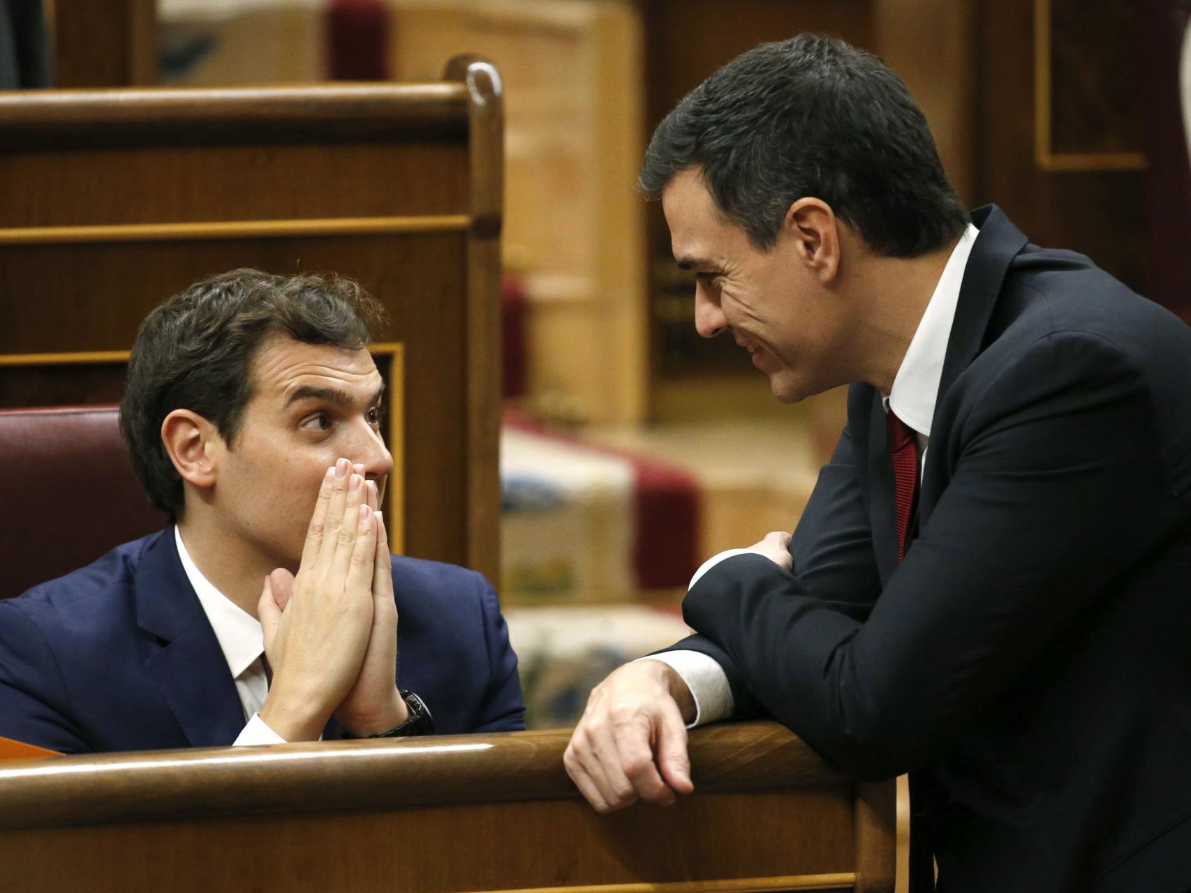 Albert Rivera y Pedro Sánchez en una imagen en el Congreso de los Diputados.