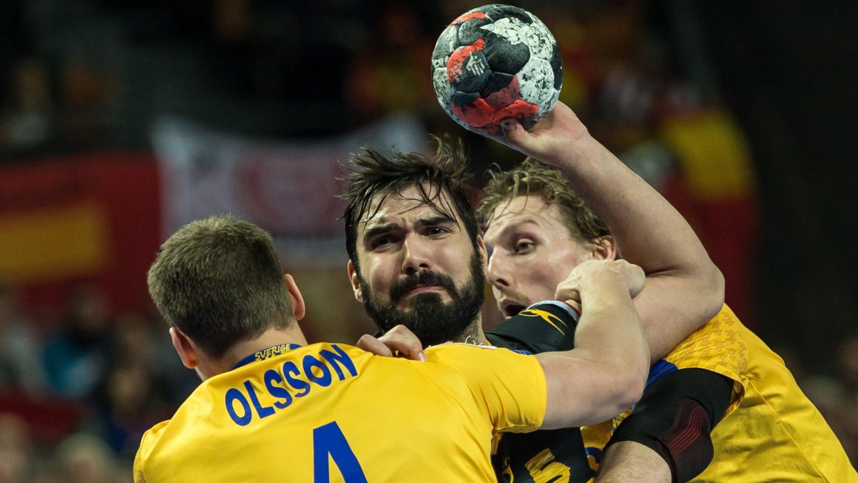 Jorge Maqueda ante los suecos Markus Olsson y Jesper Nielsen.