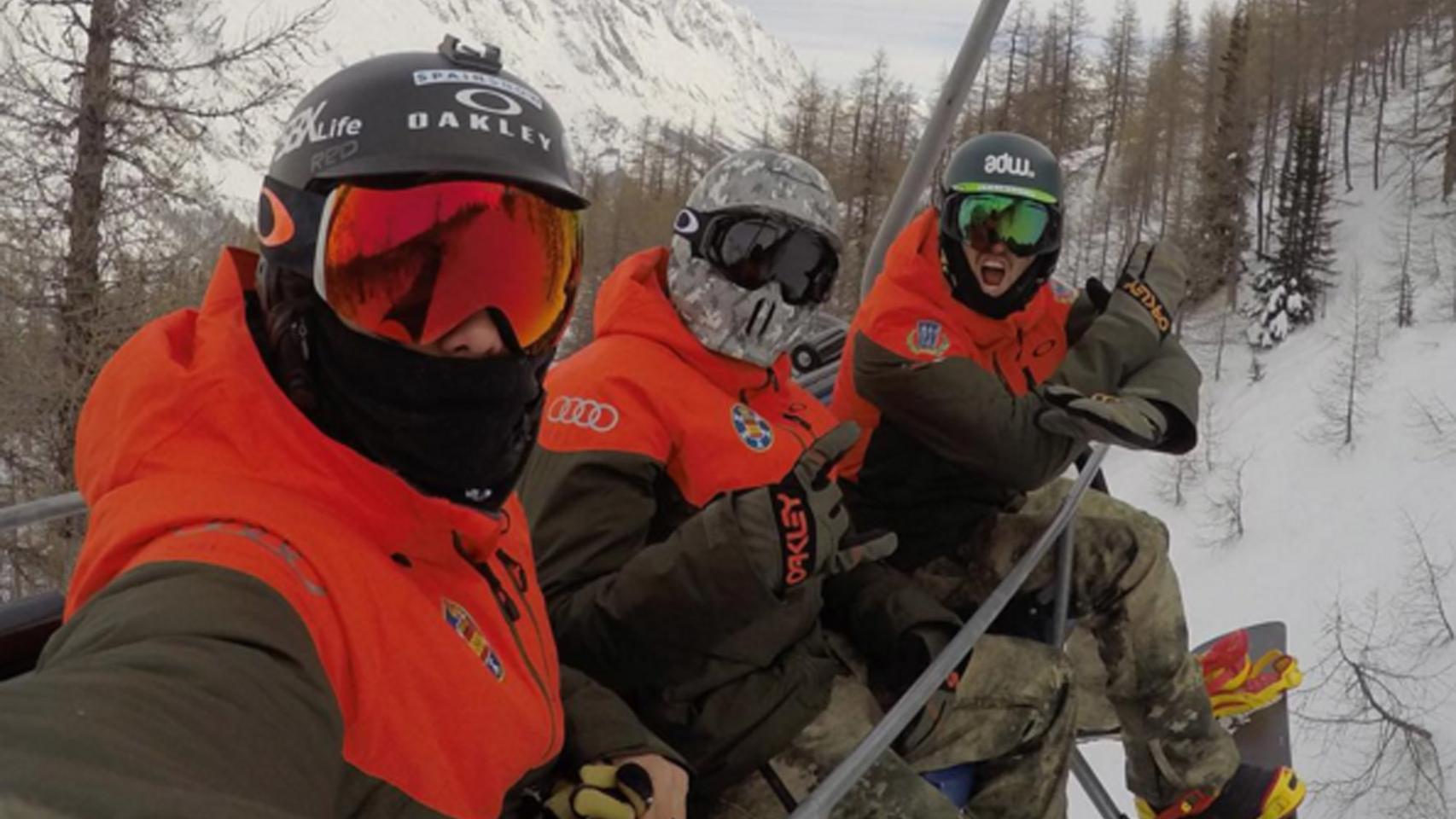 Los tres 'riders' en Courmayer, Italia, días previos a la Copa del Mundo.