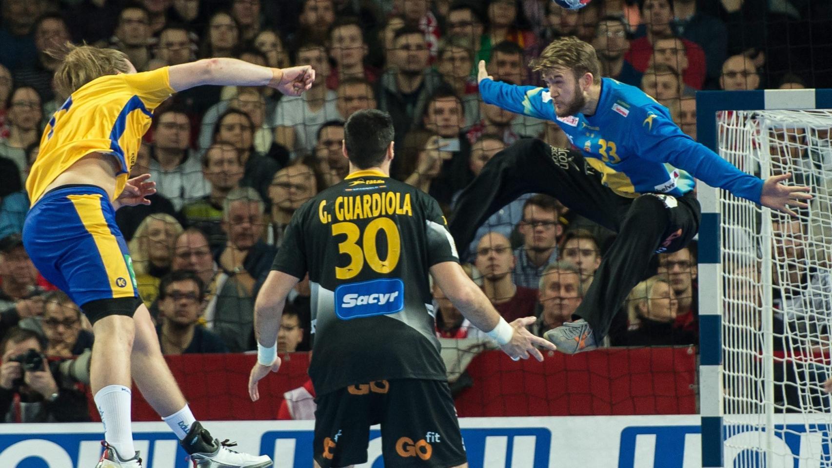 Gonzalo Pérez de Vargas hace una parada contra Suecia.