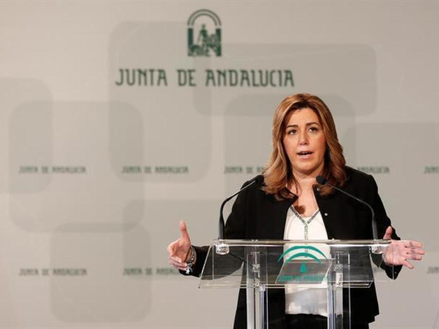 La presidenta andaluza, Susana Díaz, este martes el Palacio de San Telmo en Sevilla.