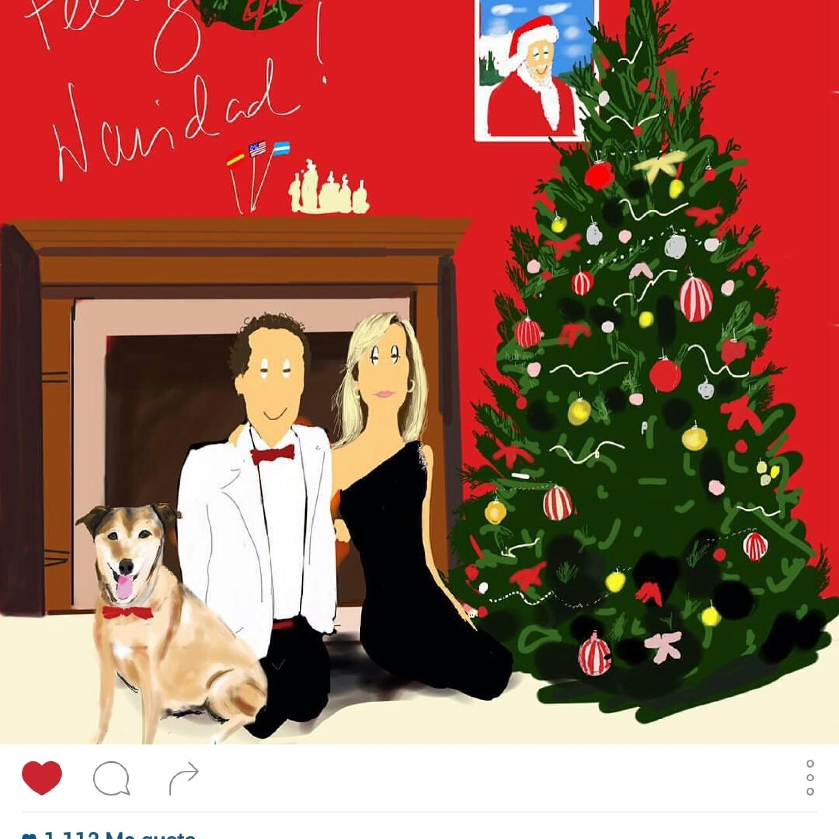 Camen Lomana sube un dibujo de Dani Wilde con Luis Galliussi y su mascota Kaki