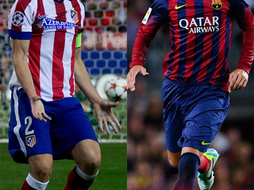 Diego godín y Gerard Piqué, ejes de las defensas de Barça y Atlético.