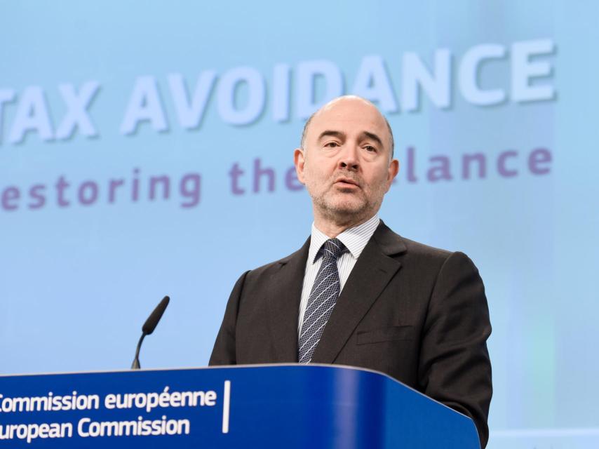 El comisario de Asuntos Económicos, Pierre Moscovici, en rueda de prensa