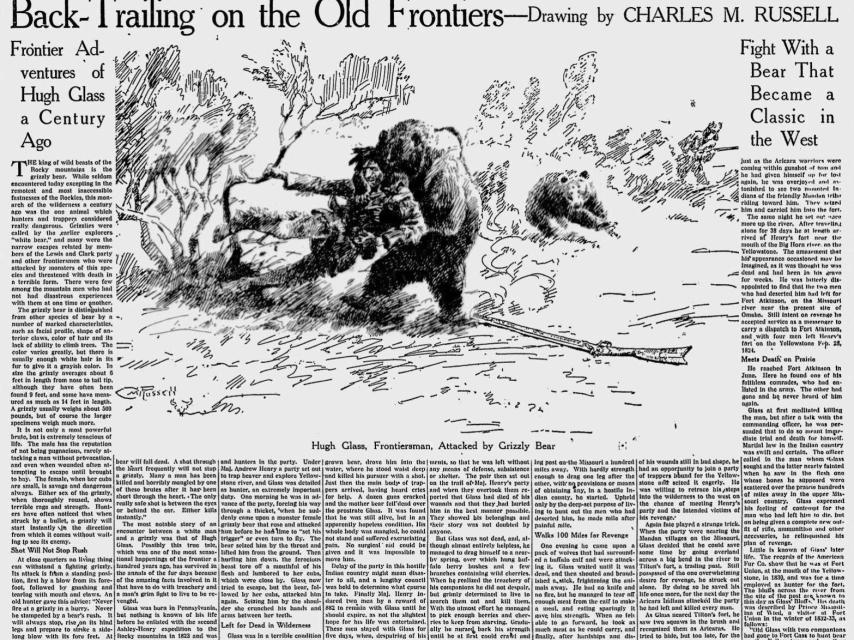 Un siglo después de la historia de Hugh Glass, el Milwaukee Journal publicó un artículo recogiendo sus hazañas.