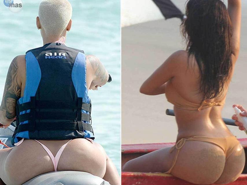 Amber Rose y Kim Kardashian, ex novia y mujer de Kanye West, respectivamente
