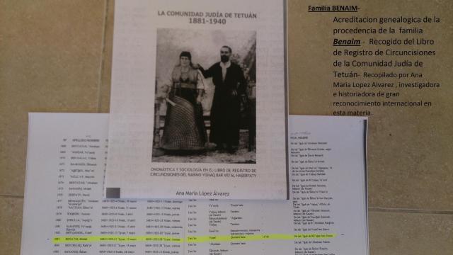 Uno de los documentos que acreditan la ascendencia de Josef Ben Naim.