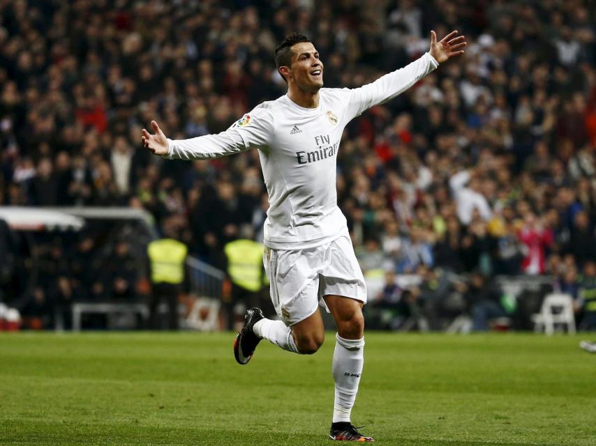 Cristiano celebra su primer gol de la noche