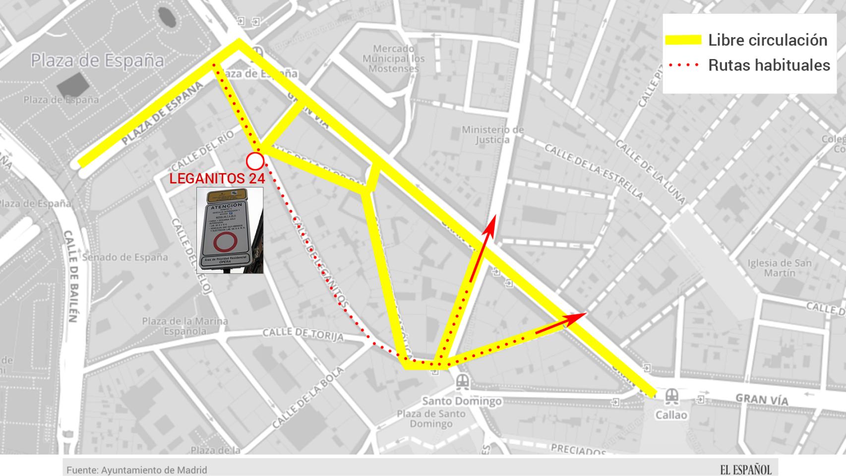 Circulación habitual de algunos de los afectados por la APR de Ópera