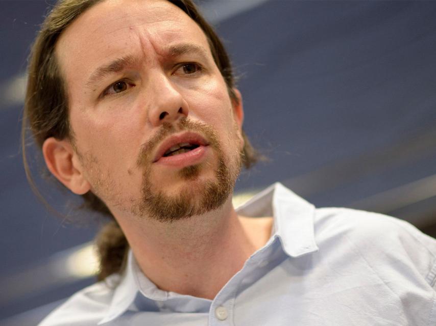 El líder de Podemos, en su comparecencia de este martes.