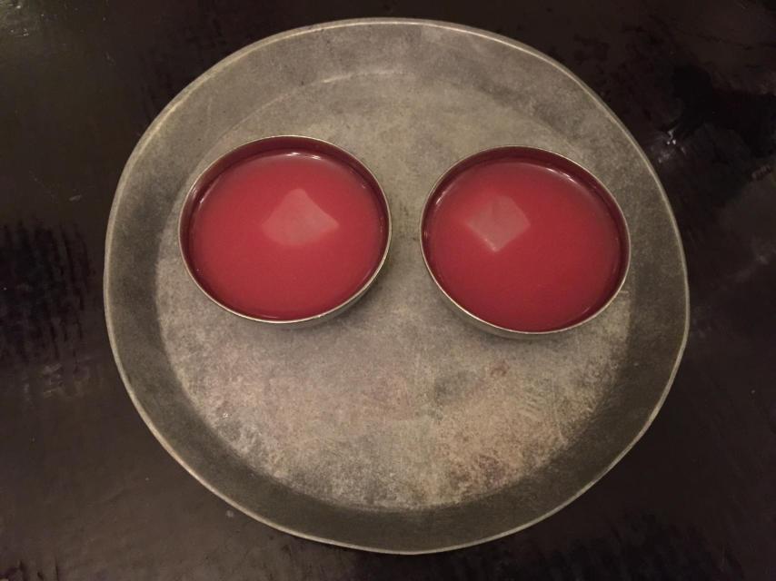 Los chupitos de ceviche de salmonete.