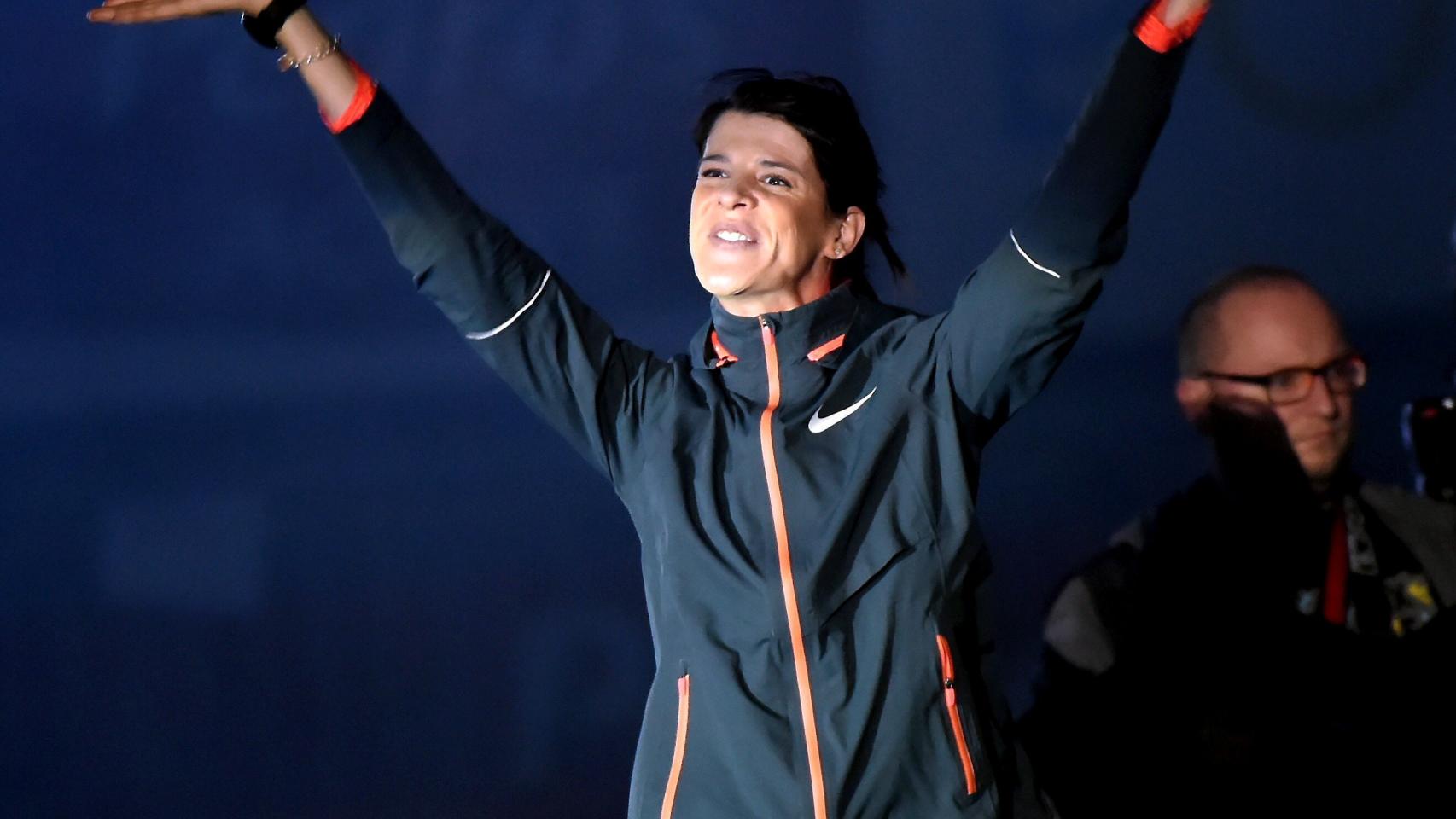 Ruth Beitia antes de entrar en competición.