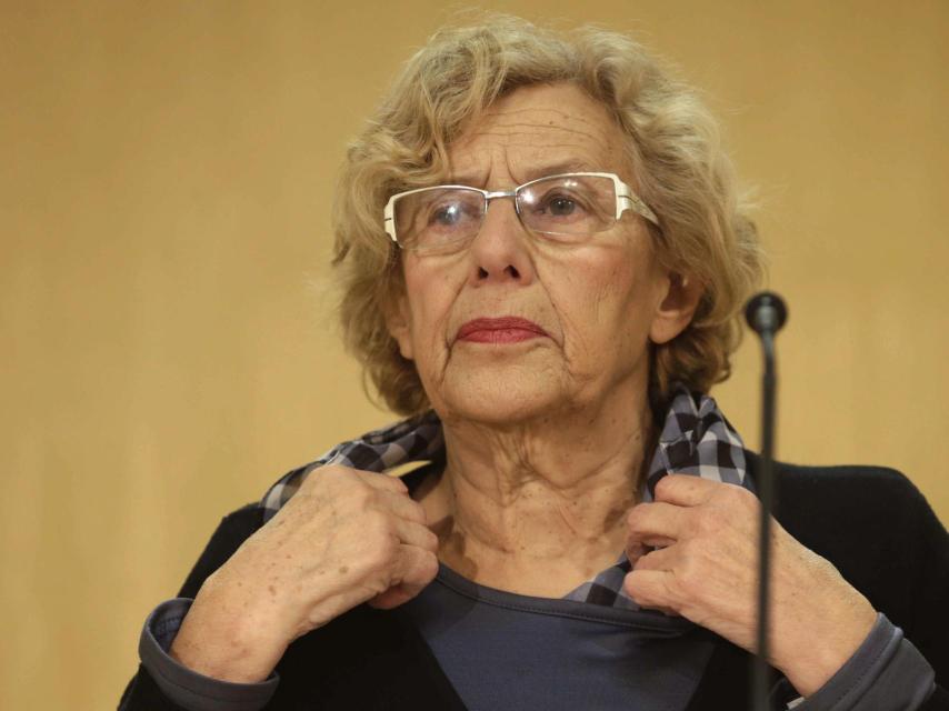 La alcaldesa de Madrid, Manuela Carmena, durante la comparecencia del miércoles.