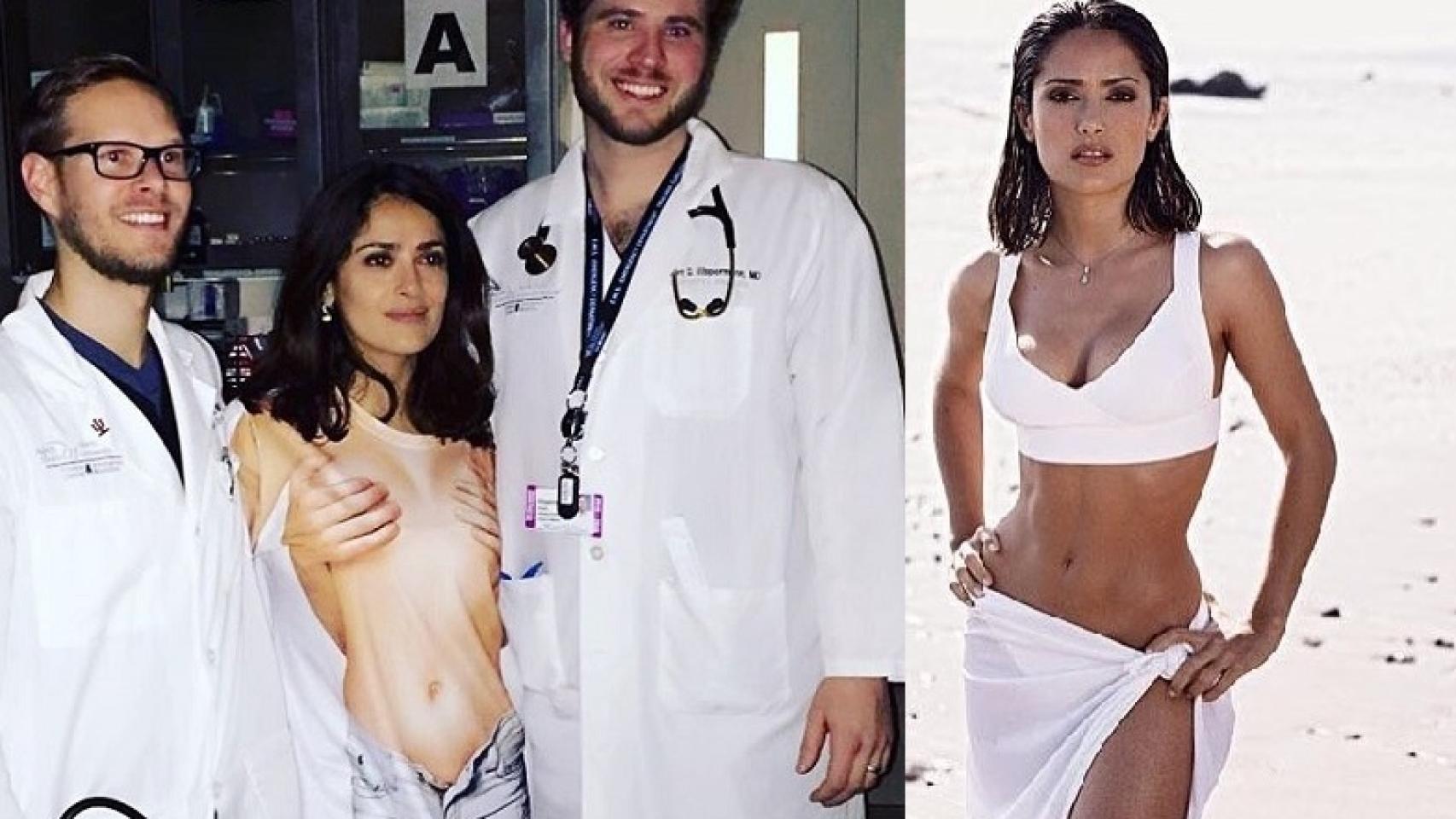 Salma Hayek en su visita a urgencias y antes de salir con Henri Pinault