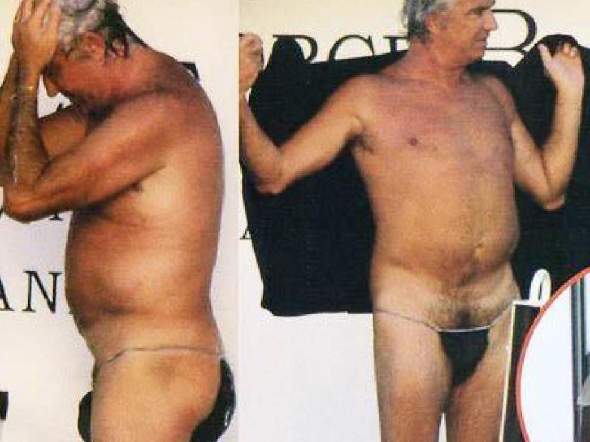 Flavio Briatore en tanga en la popa de su yate Force Blue