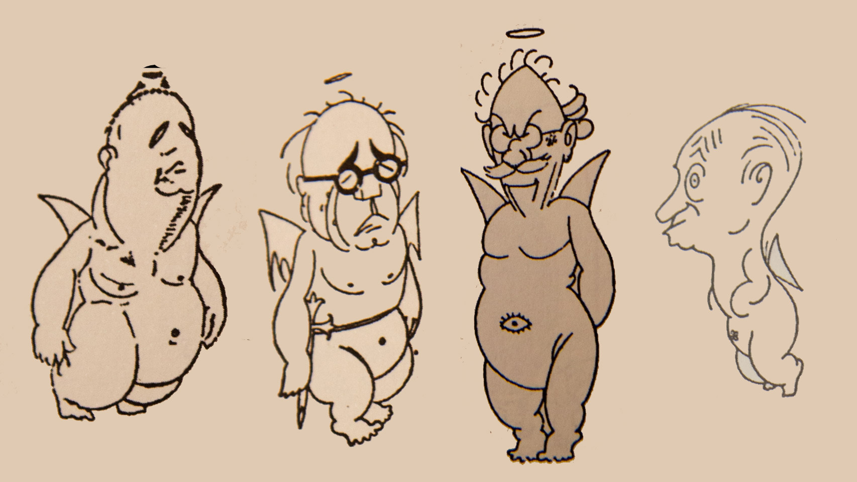 Prieto, Azaña, Lerroux y Largo Caballero retratados por Bagaría.