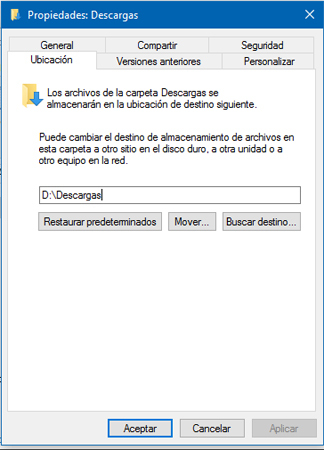 Ubicación Descargas Windows
