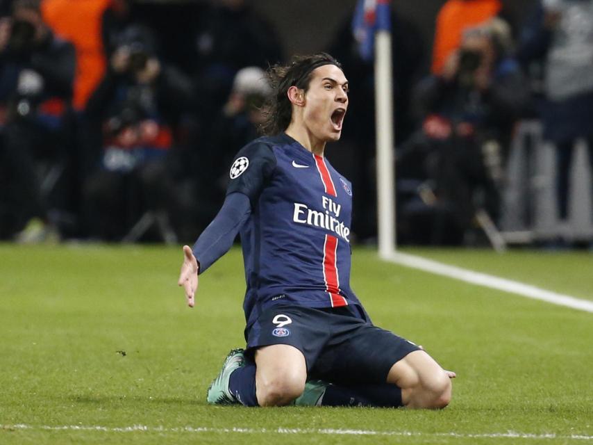 Cavani celebra el segundo gol del PSG.