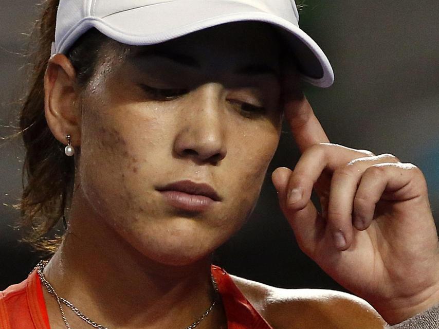 Garbiñe Muguruza tras su derrota.