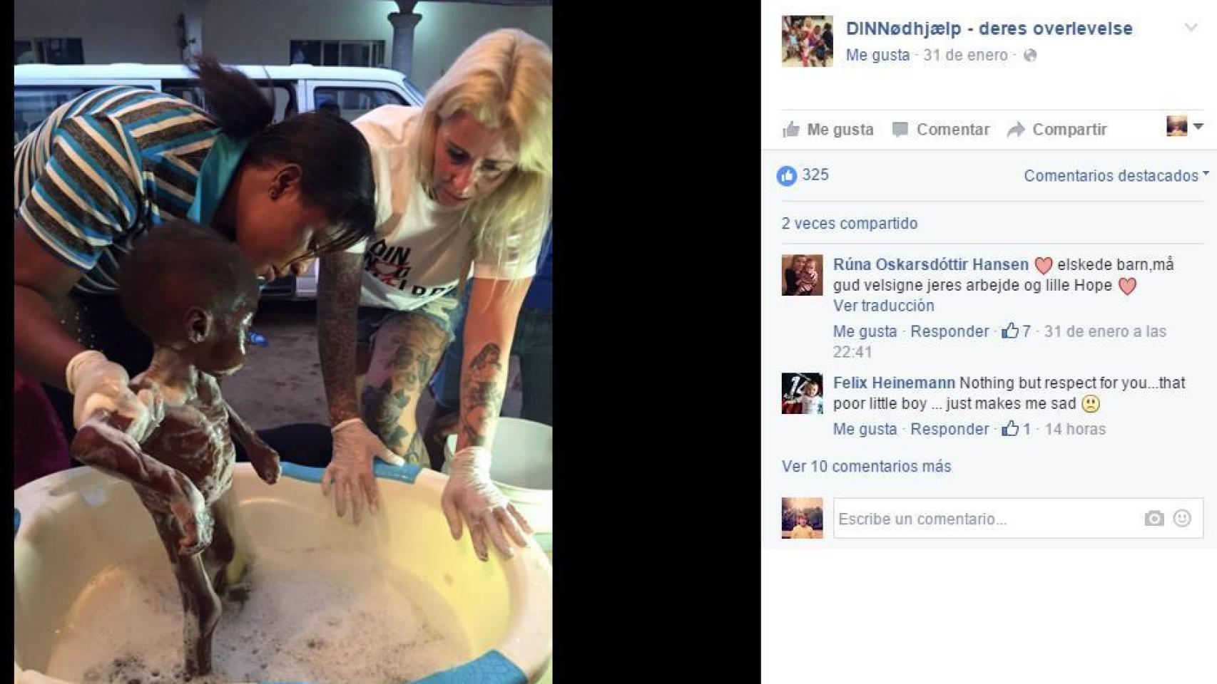 Hope recibe su primer baño tras ser rescatado de la calle.