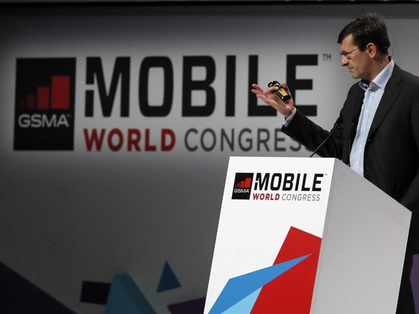Vittorio Colao, consejero delegado de Vodafone, durante la intervención en el MWC.