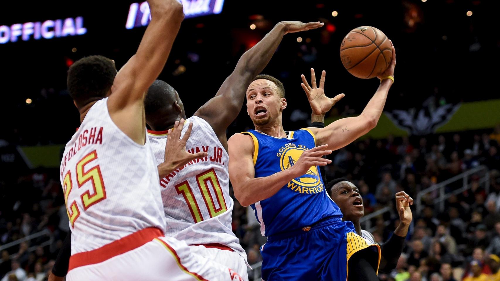Stephen Curry, durante el encuentro ante los Atlanta Hawks.